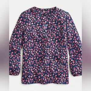 J. Crew Open V-neck top in dotted floral blouse top size M